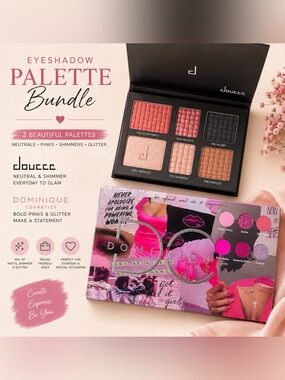 Dominique x Doucce & Eyeshadow Bundle Pink Neutral Glitter Palette Set